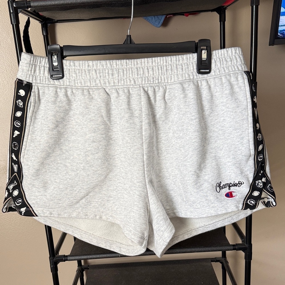 Champion Light Gray Athletic Shorts with Black Side Trim